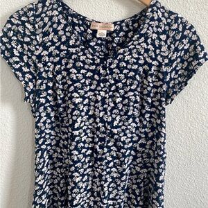 BOC Collective Navy Blue Floral Short Sleeve Summer Dress - Girl's M